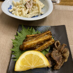 ごはんばー - マカロニサラダとゴボウと砂ずり