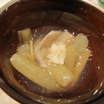 くろぎ - 赤芽芋の茎の餡かけ（2012/6）