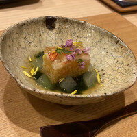 鮨 まるふく - 蟹のゼリー寄せと生海苔