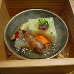 しのはら - 2012.7熊本の車海老などのジュレ　うに添え