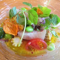 フナシェフ - シマアジ のカルパッチョ 　野菜いろいろ