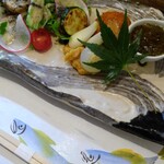 和しょく 徳 - ①自家製ドレサラダ･クリームコロッケ･秋田産ギバサ･生ラッキョウ&無臭ニンニク蒸(自家製糀味噌添え)