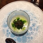 le・sud - 冬瓜のムースの前菜、涼し気なプレートに映えます