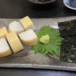 そば 法師人 - 薫製された蒲鉾の板わさ