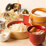 Toufu Ryouri Kichiza - 【ミニうな丼と冷うどん御膳】ふっくらと柔らかく、ほどよい脂の鰻と喉ごしの冷やしうどんを共にお楽しみいただける贅沢御膳です。