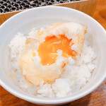 天ぷらめし 福松 - 卵の天ぷらオンザライス