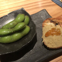 とり茶太郎 - 白レバーパテ　枝豆の山椒和え