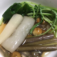 比良山荘 - ずいきとなめこ三つ葉に山菜