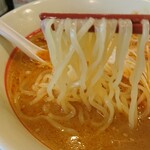 Kou rakuen - 天壇小麦使用とある中太多加水縮れ麺はプリプリで無難なタイプ。