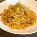 イタリア料理 アニマロッサ - とうがんとジャガイモのボロネーゼ　スパゲティ　税込900円 モチモチの生パスタが大盛でたべられます