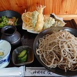 農家食堂 神明そば 慶 - 十割蕎麦・海老野菜天もり(そば大盛り)