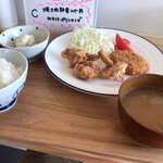 くうちゃん食堂 - ランチ　鶏唐揚げ・コロッケ・ご飯・味噌汁・ポテトサラダ・アイスコーヒー¥500