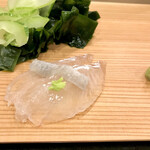 鮨処 多田 - 造り アマテカレイ 塩パラ山葵で