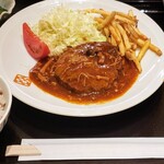 Ookamadomeshi Torafuku - きのこ入りデミグラスソースハンバーグ…１４８０円(税込み)