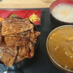 ぶた福 - カレーセット(バラ豚丼)