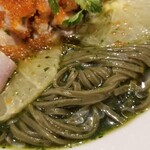 麺屋 六感堂 - 冷製 モロヘイヤヌードル＋炙り平政刺し増し＋グレープフルーツ増し