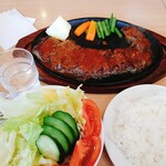 ステーキハウス タワラ - ジャンボステーキ1,500円　ライス中150円　サラダ350円