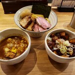 自家製麺 つきよみ - 特製魚介とんこつつけ麺(大), チャーシュー丼