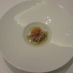 ロルキデ　ブランシュ - 卵黄のコンフィとコニャックでマリネしたボタン海老と天然鮮魚