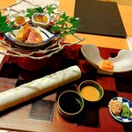 Kai Sengokuhara - 宝楽盛り。華やかですが、派手すぎず良い感じです。　鴨のオレンジ酢味噌がすごく美味しい♪あと、丸十のおかき揚げも。ゴーヤとアボガドの和え物はマネをしたい一品。