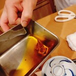 御料理 古川 - 山梔子ていつもなんて思ってたんで持ってきてもらいました(笑)こんなんして色つけるのね～