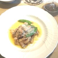 La Brianza - フィナンツェアって聞いた気がするけどたぶん聞き間違い、イタリア郷土料理の鶏モツ煮込みモミジ入り。コラーゲンたっぷり本当においしい。モミジを食べている自分を考えるとびっくりだけど、忘れる位のおいしさ☆