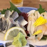 磯丸水産 - コハダの酢〆＋つぶ貝刺身