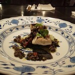 銀座うかい亭 - スズキの香草焼きオリーブソース