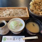 藤かけ - あさりかき揚げ天丼とお蕎麦のセット（ランチ）　1,050円