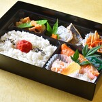 Colorful Bento (boxed lunch) with two kinds of fish ~Saki~