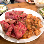 万正 - ハラミ バラ テッチャン　各2人前