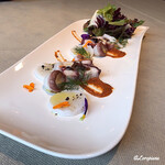 カーサ・デル・チーボ - 蛸のﾃﾘｰﾅと蛸足の冷しゃぶﾄﾞﾗｲﾄﾏﾄｿｰｽ