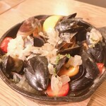 Mussels steamed in white wine