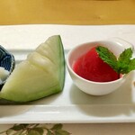 鯛や - コース ⑧  デザート  プラムのジェラート旨し！