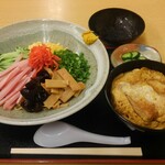Sobadokoro Kimura - お蕎麦屋さんの冷やし中華(期間限定)+ミニかつ丼(平日限定)