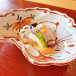 馬場乃町 はやし - 蛸　黄味酢掛け　加賀太胡瓜　木耳　新蓮根