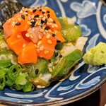 とろろや - サーモンのねばねば（２種の薬味小鉢付とろろめしランチ）