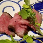 馳走 啐啄一十  - (21)炭火焼き薄切り榊山牛ロース(広島県熊野産)