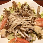 Forest salad with plenty of mushrooms and lettuce