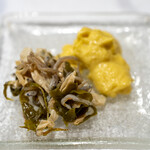 うを徳 - 2020.7 茨城じゃこ・万願寺獅子唐・湯葉の山椒炊き 玉蜀黍（ゴールドラッシュ）豆腐