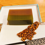 浅草じゅうろく - 水羊羹に抹茶味の２色