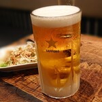 和の台所　ぼっちり - メガジョッキ
生ビール  1000円  だいたい1リッターだそうだ
お通しも一緒