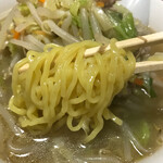 虎林 - 大野菜タンメンの麺。お店の麺はすべて同じでモチモチ感が独特です♪