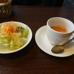 洋食 三浦亭 - サラダとスープ