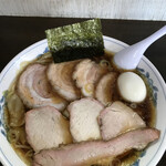Murataya - 焼豚ワンタンメン硬め(大盛)  ¥1270
                        トッピング　半熟煮玉子　¥100