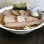 Murataya - 焼豚ワンタンメン硬め(大盛)  ¥1270
                        トッピング　半熟煮玉子　¥100