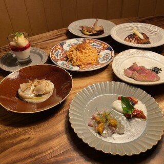 旬と高級食材を味わうコース料理