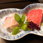 鳥田中 - お造り イサキと本鮪のかまとろ