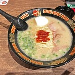 一蘭 - 「ラーメン＋替玉」¥1,100と「半熟塩ゆでたまご」¥130