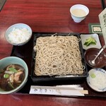 やぶ春 - 「鴨田」鴨せいろとご飯、鴨の付け汁をごはんに掛けて！